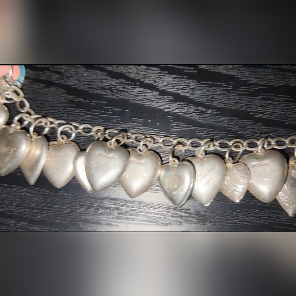 SOLD🔥💕Antique Victorian Sterling Silver 16 Puffy Heart Charm Bracelet Enamel - Picture 13 of 17
